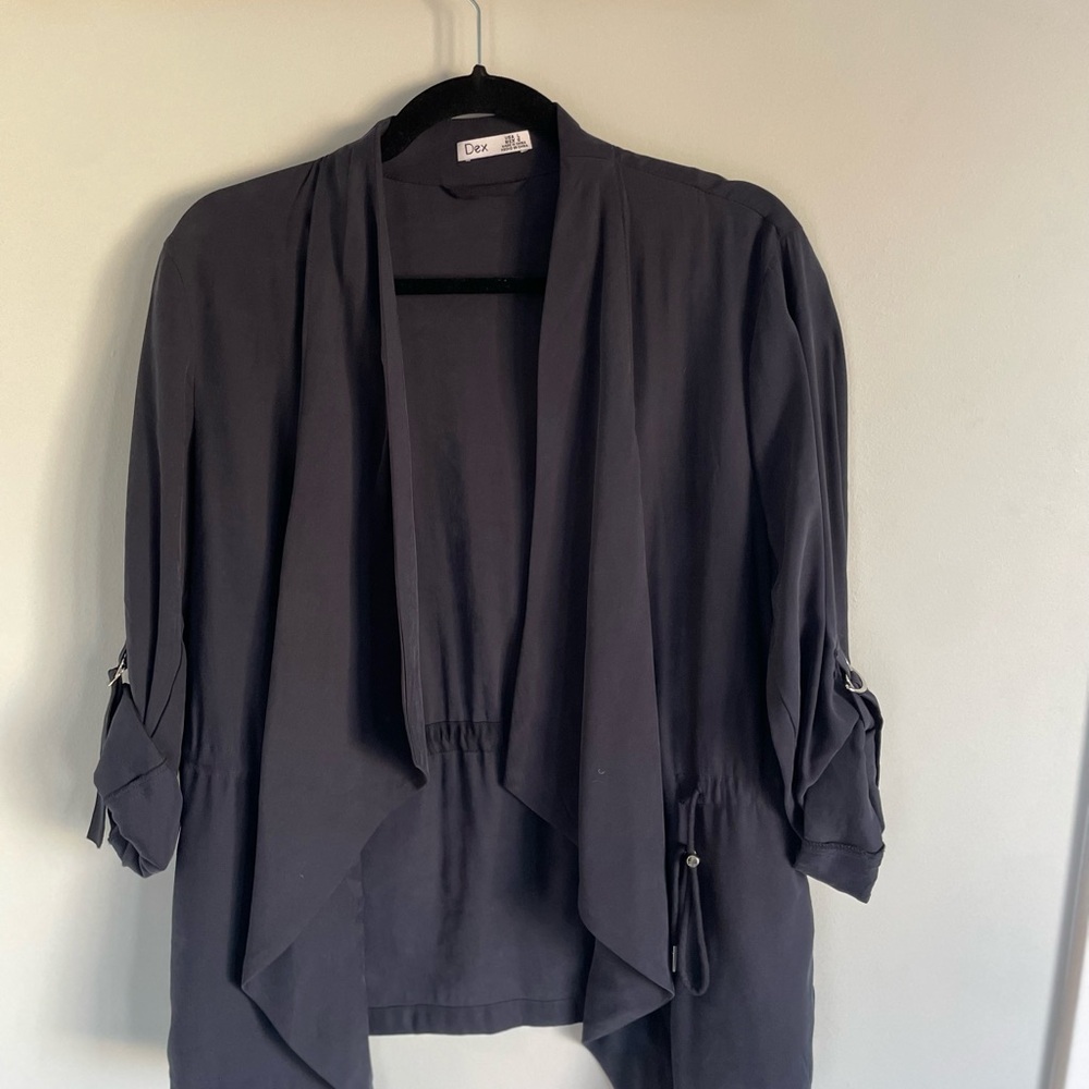 Black Draped Open Front Cardigan